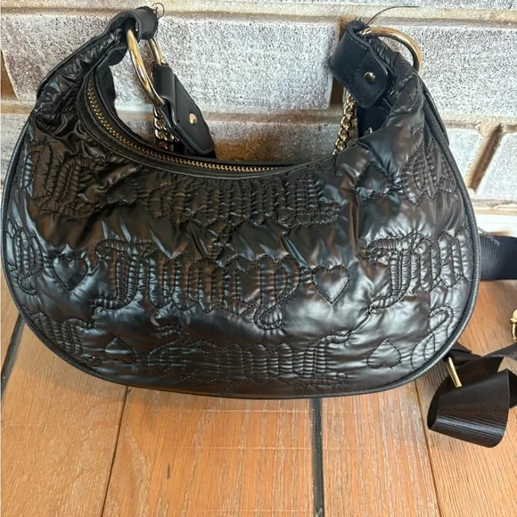 Juicy Couture Y2K Black Quilted Shoulder Bag with Gold Chain - Picture 3 of 6